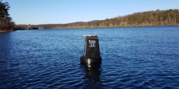 NSW DPI sensor buoy on the Clyde River near Batemans Bay. Photo: Matthew Pierce