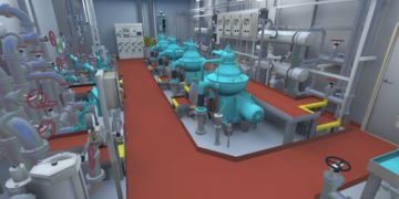 A virtual environment based on a digital twin of a crude oil tanker developed by Kanda to simulate a Lock Out Tag Out safety procedure