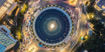 Hotel Indonesia Roundabout (Bundaran HI) from Above