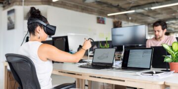 Photo by ThisIsEngineering: https://www.pexels.com/photo/woman-using-laptop-computer-with-vr-headset-3861458/