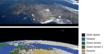 Example of vegetation/land-use identification using an Earth image from the ISS. PHOTO from Tokyo Institute of Technology